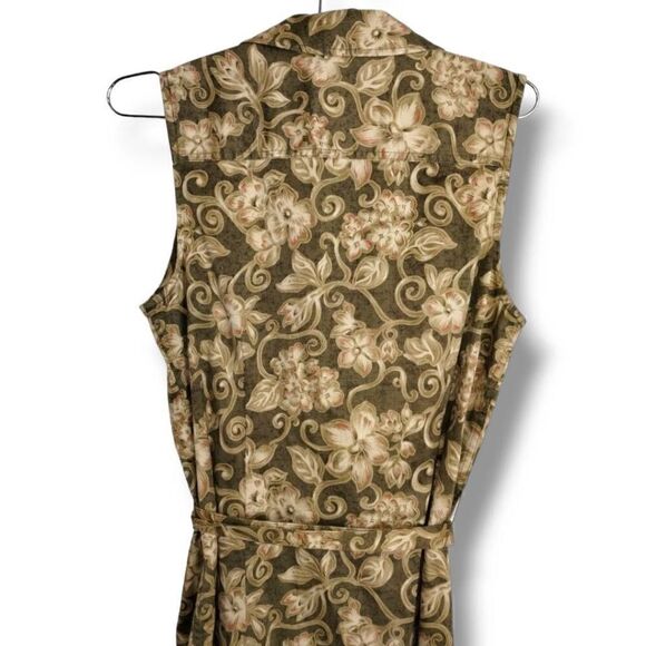 Charter Club Womens Dress Sz 10  Button Front Beige Floral Vtg. Shift Spring‎ - Picture 5 of 9